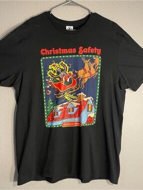 Steven Rhodes Christmas Safety Black T-Shirt XL Men’s T Shirt Holiday